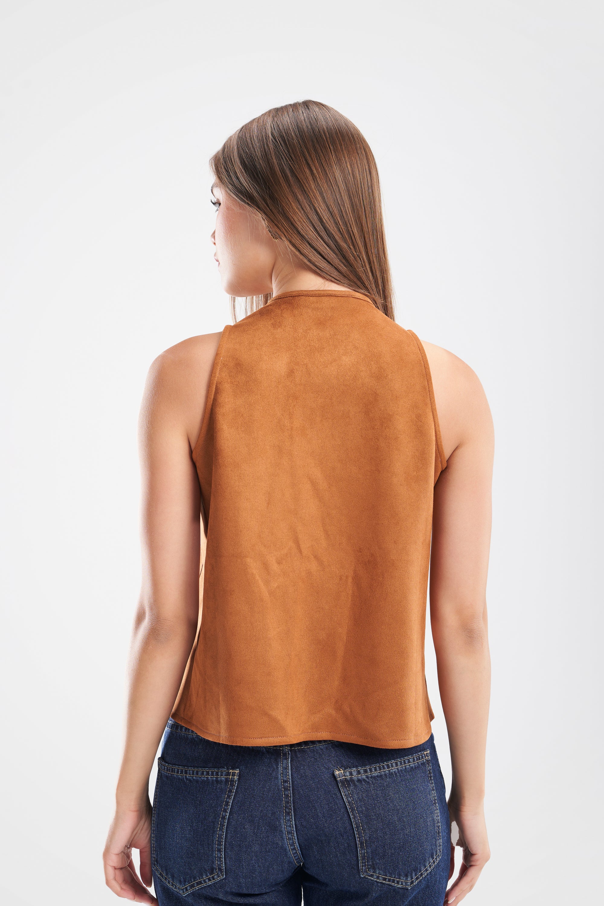 Suede Tie Front Vest