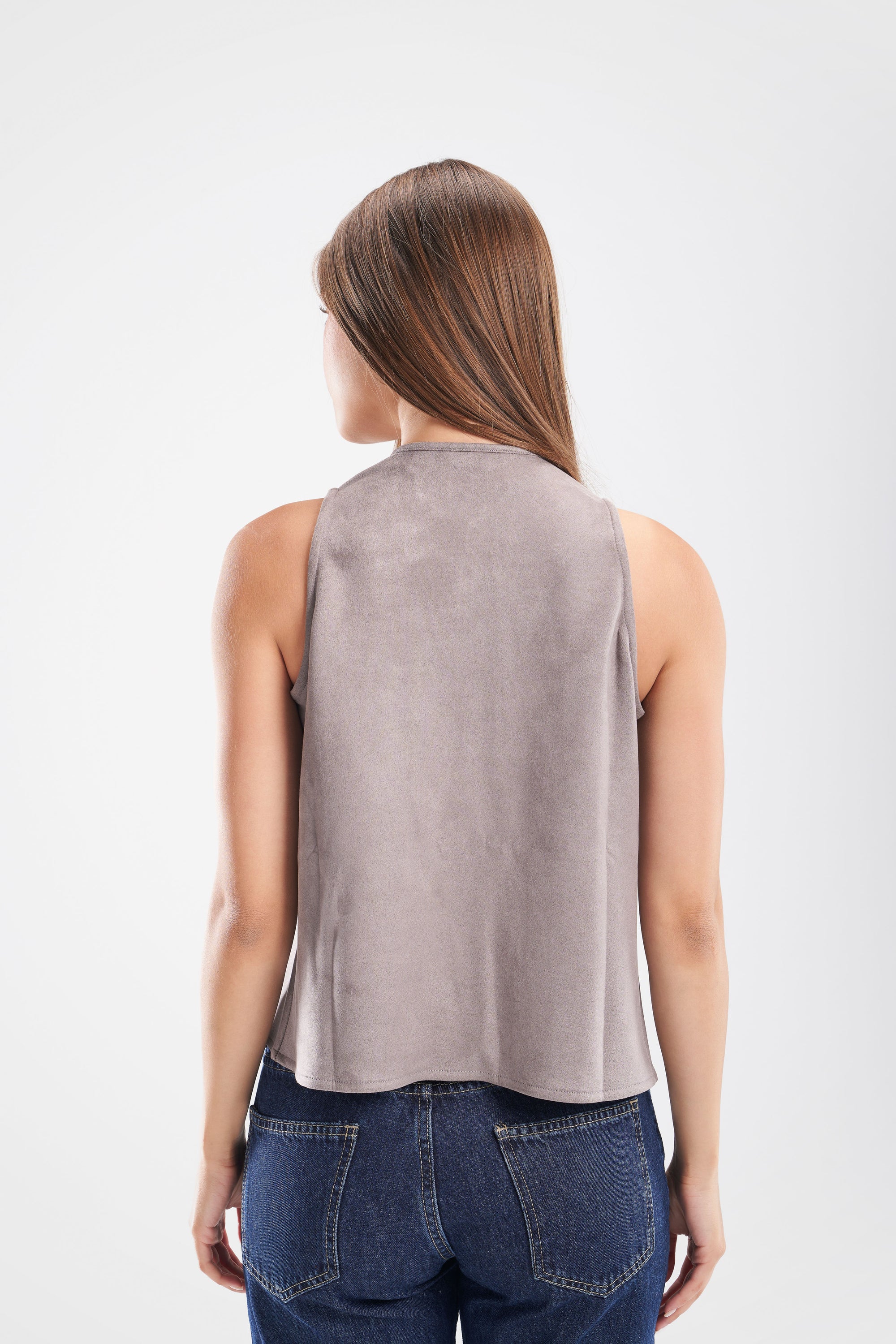 Suede Tie Front Vest