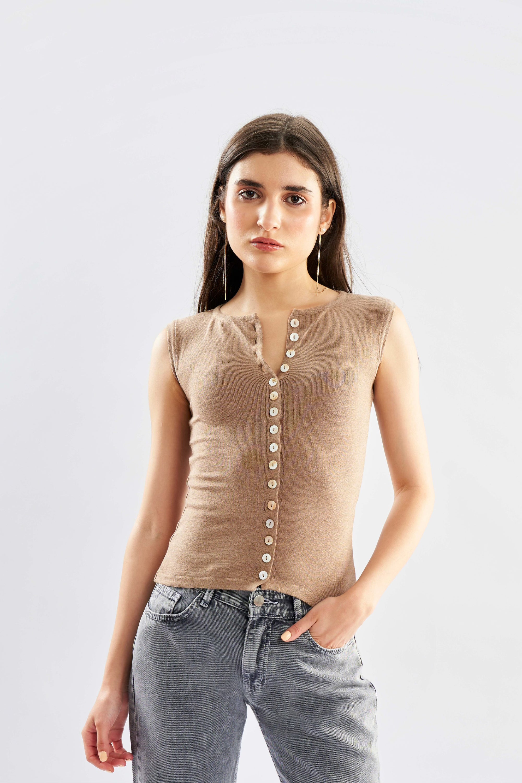 Knit Button Up Top