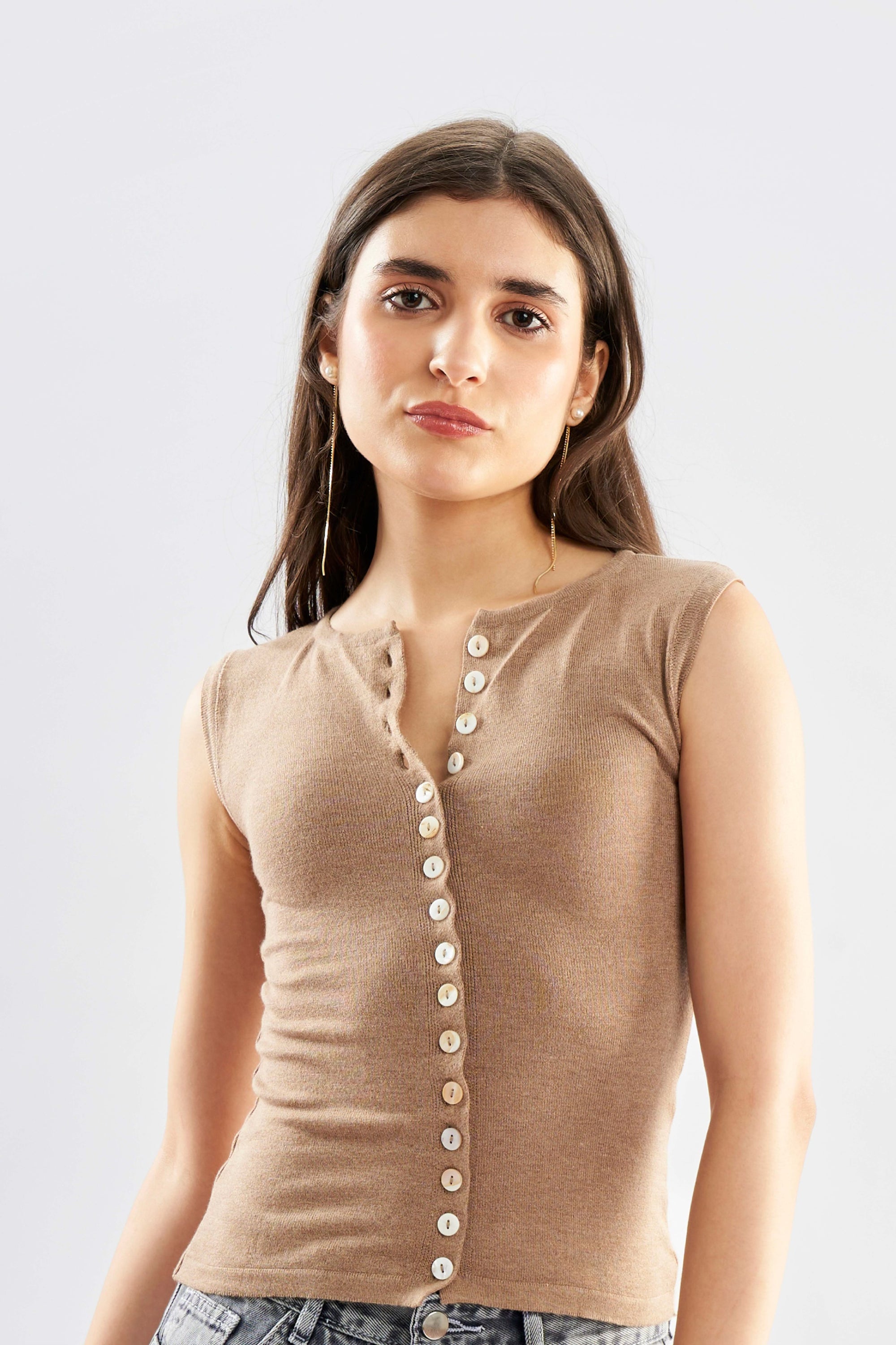 Knit Button Up Top