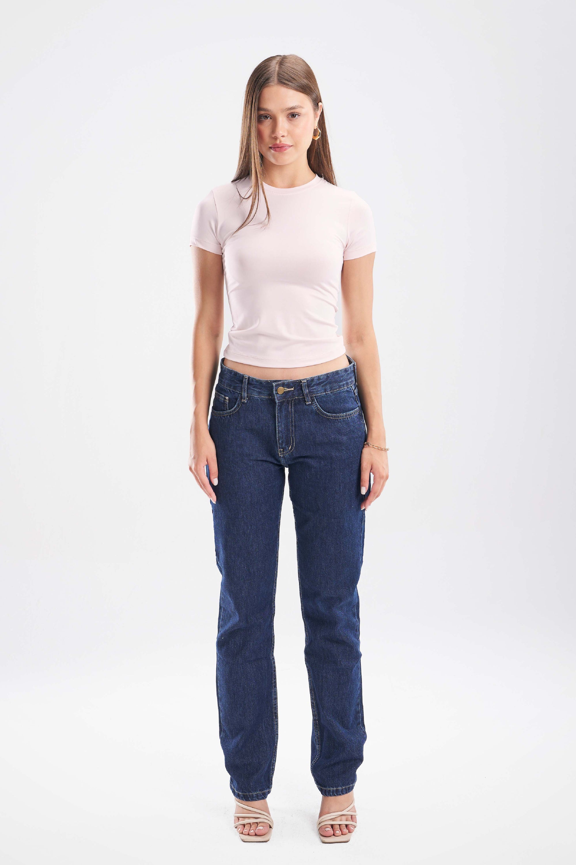 Mid-Rise Straight Leg Jeans