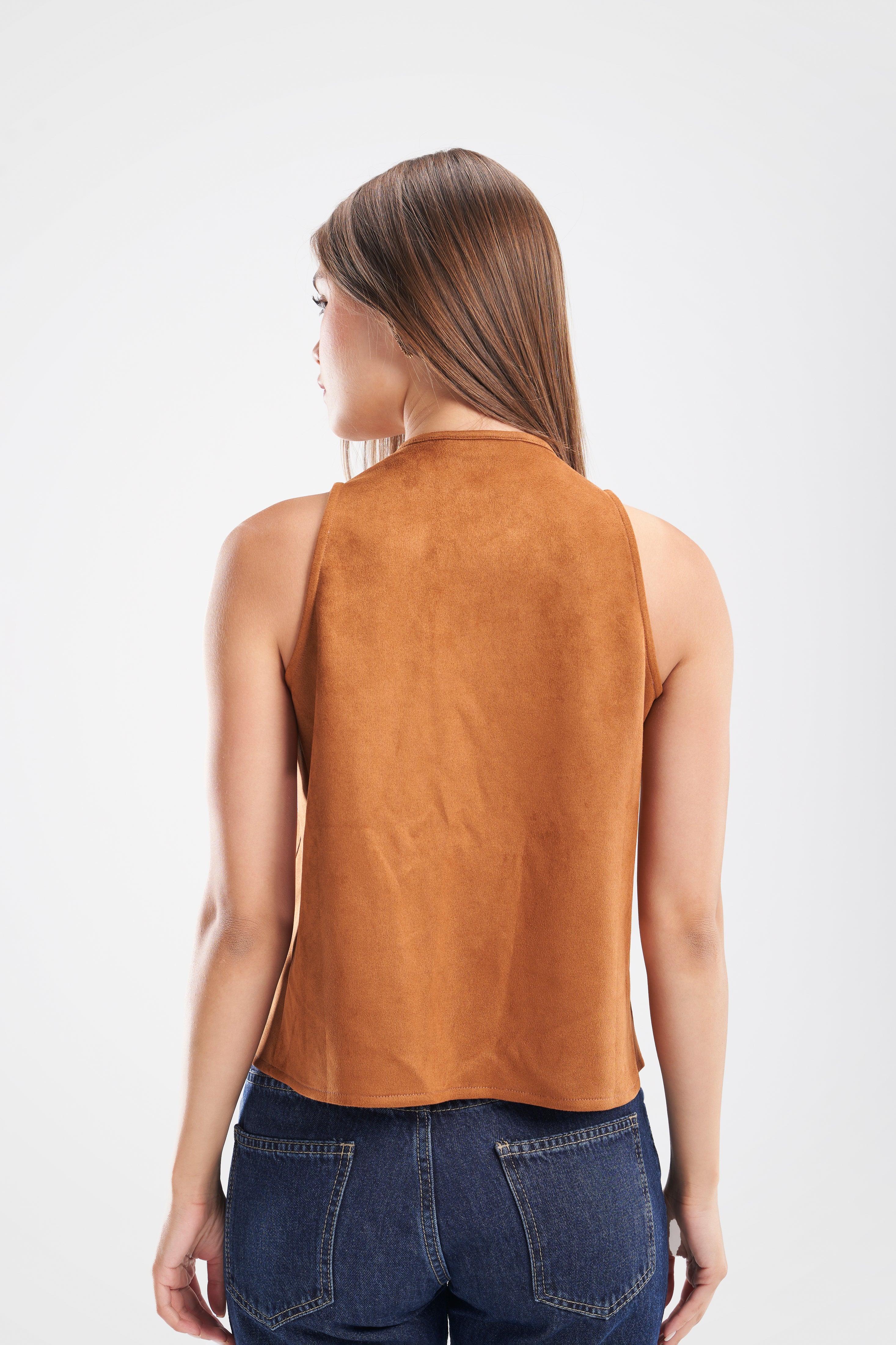 Suede Tie Front Vest - ShopLDJ.com