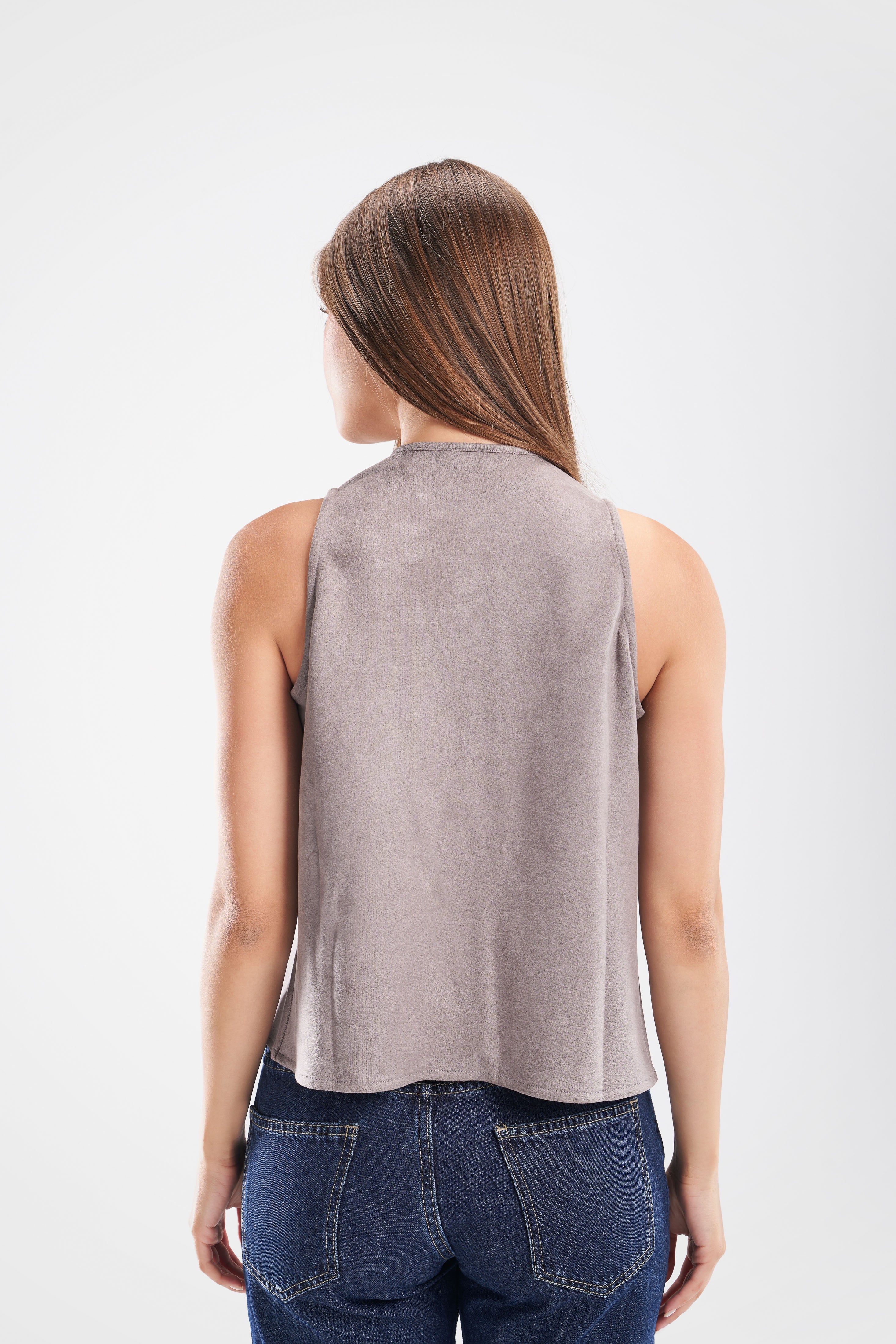 Suede Tie Front Vest - ShopLDJ.com