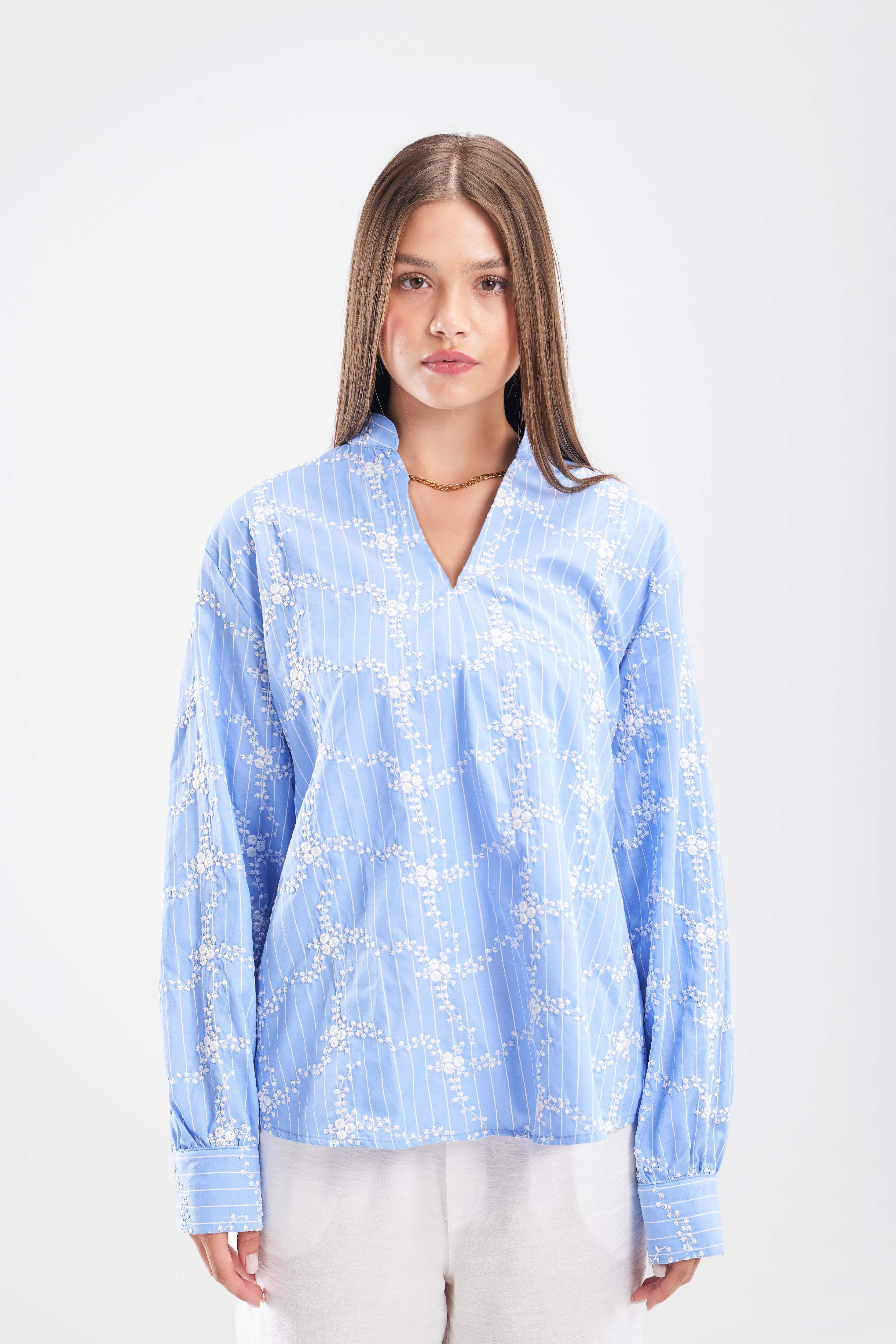 Blue Jacquard Shirt - ShopLDJ.com