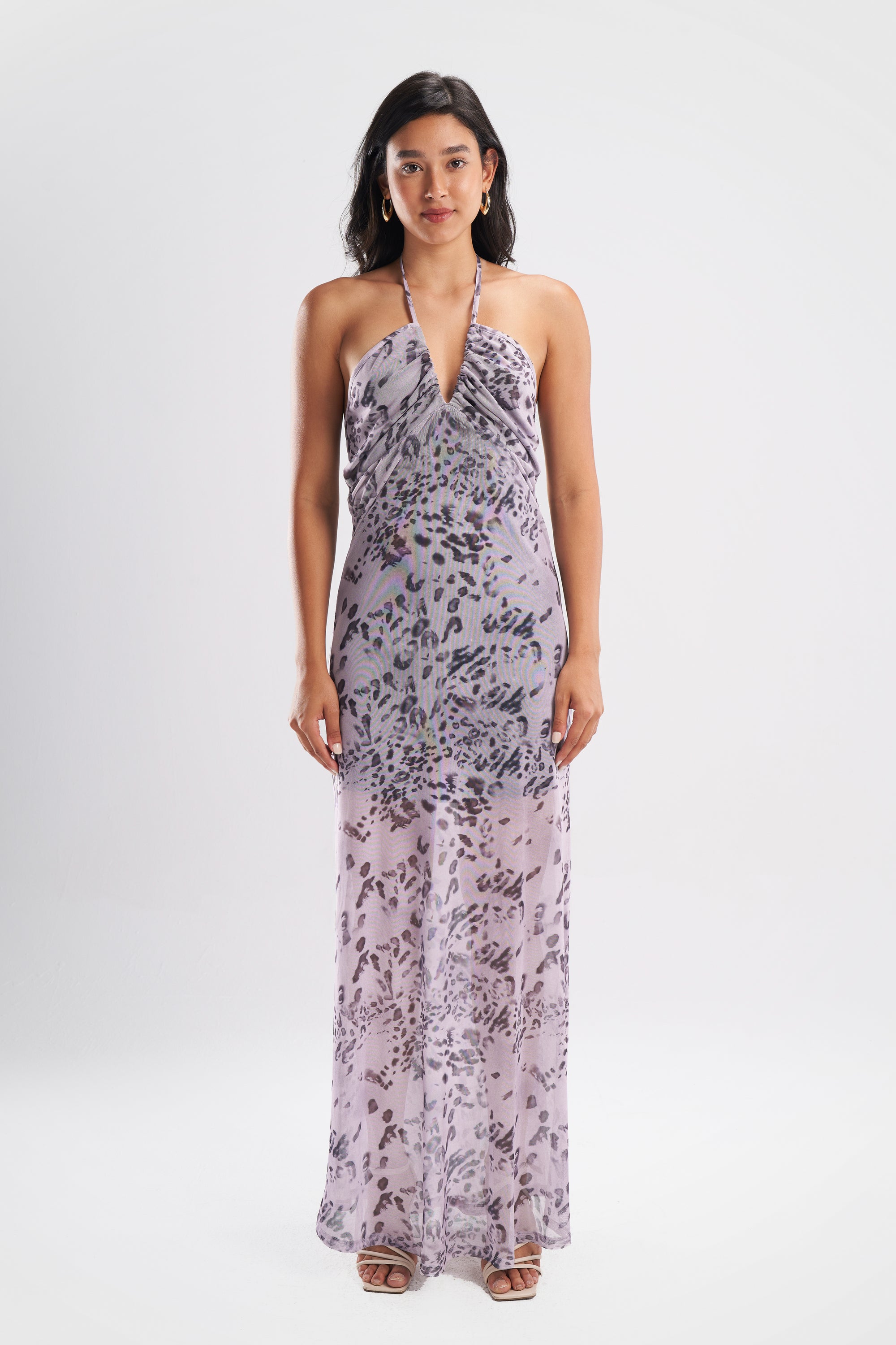 Patterned Halter Dress
