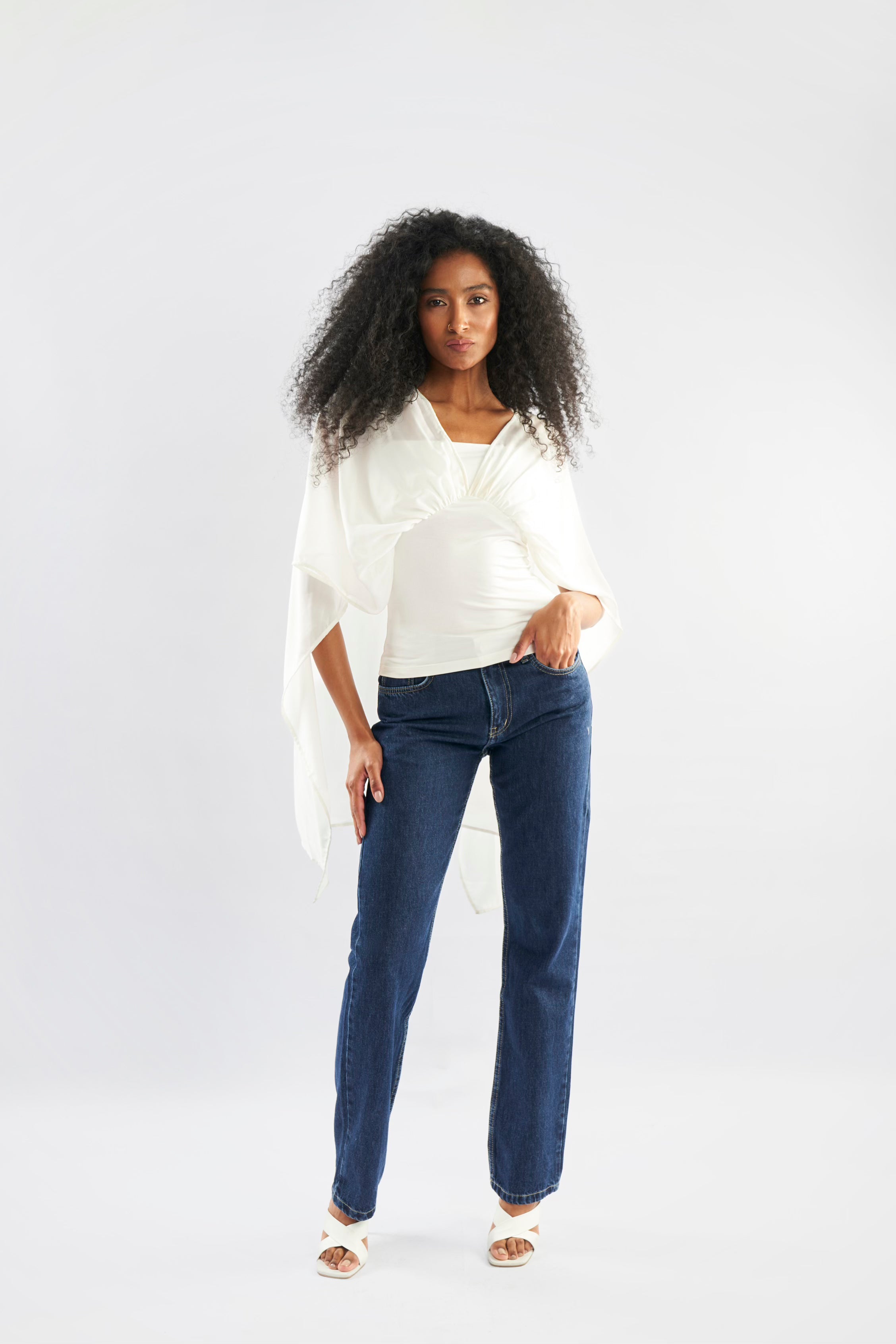 Shoulder Chiffon Drape Top - ShopLDJ.com