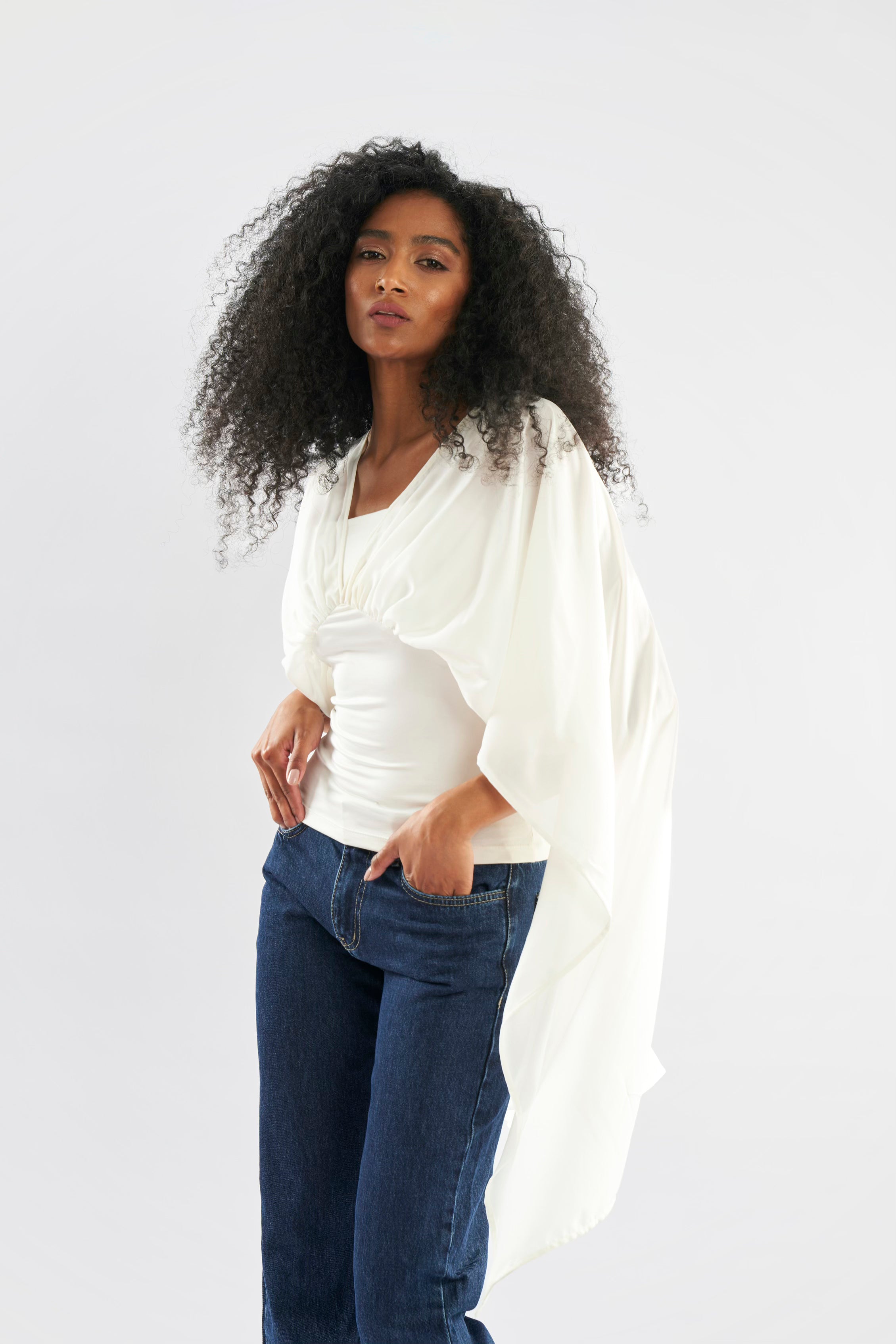 Shoulder Chiffon Drape Top - ShopLDJ.com