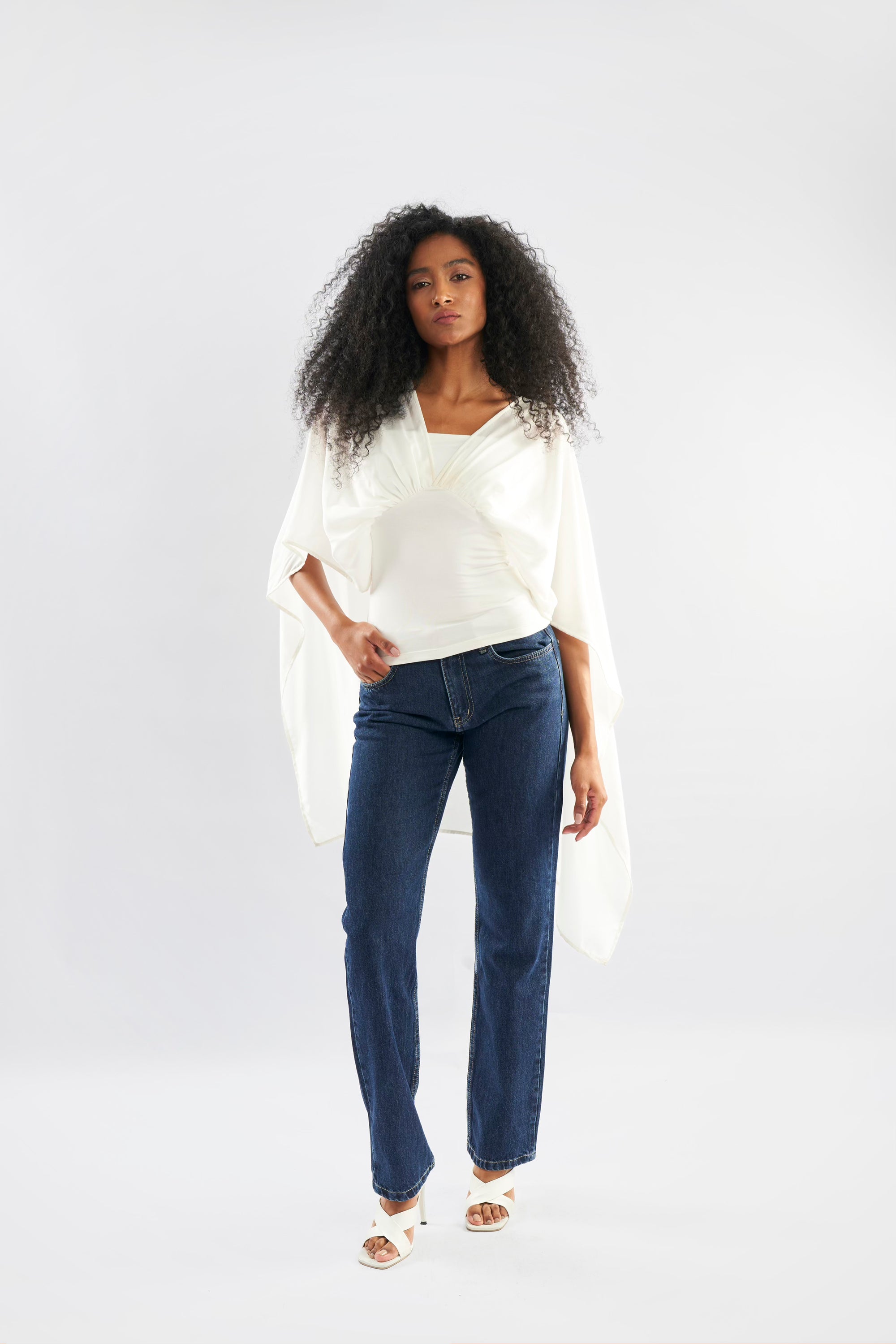 Shoulder Chiffon Drape Top