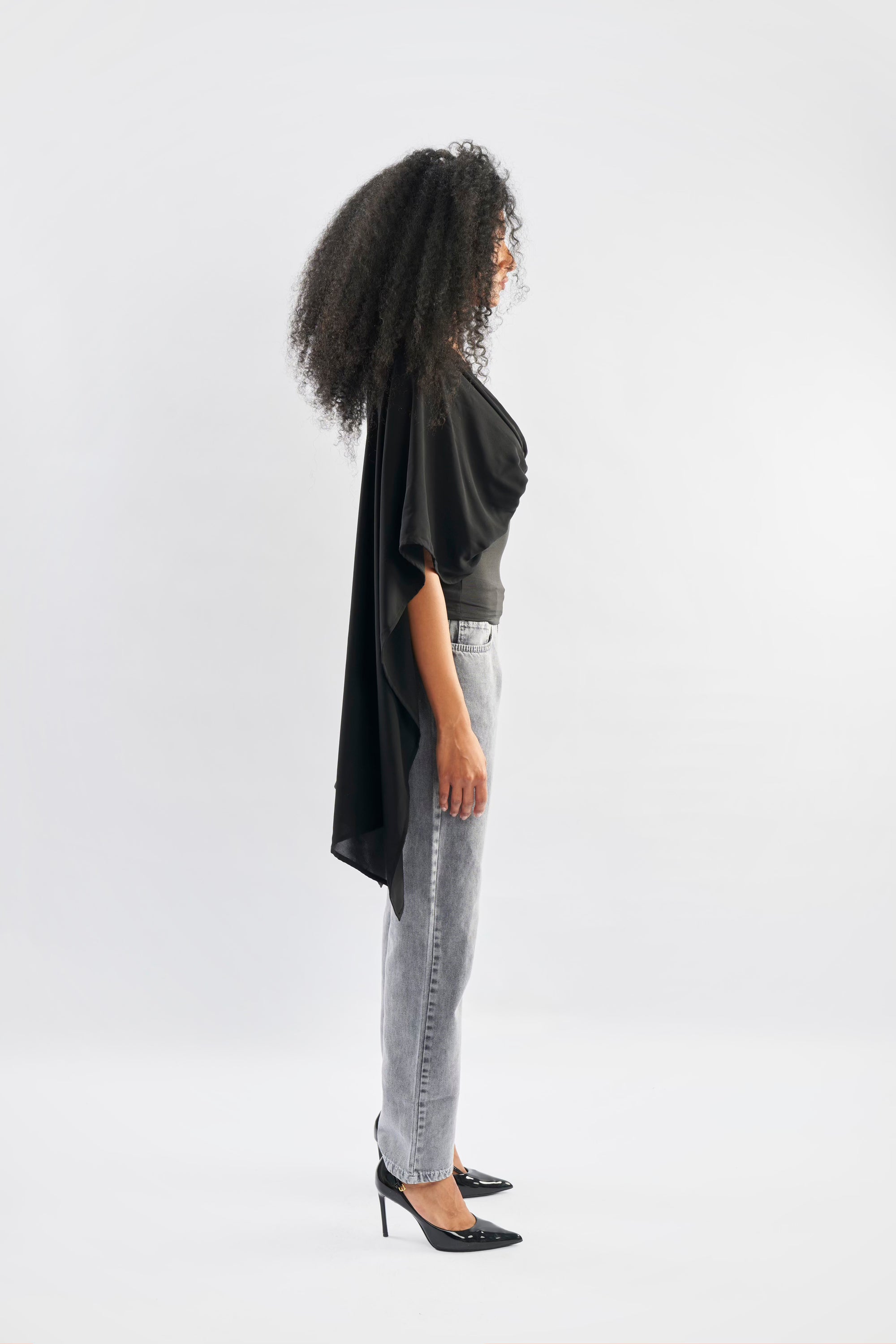 Shoulder Chiffon Drape Top