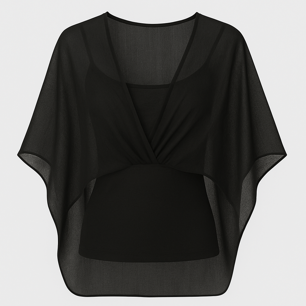 Shoulder Chiffon Drape Top - ShopLDJ.com