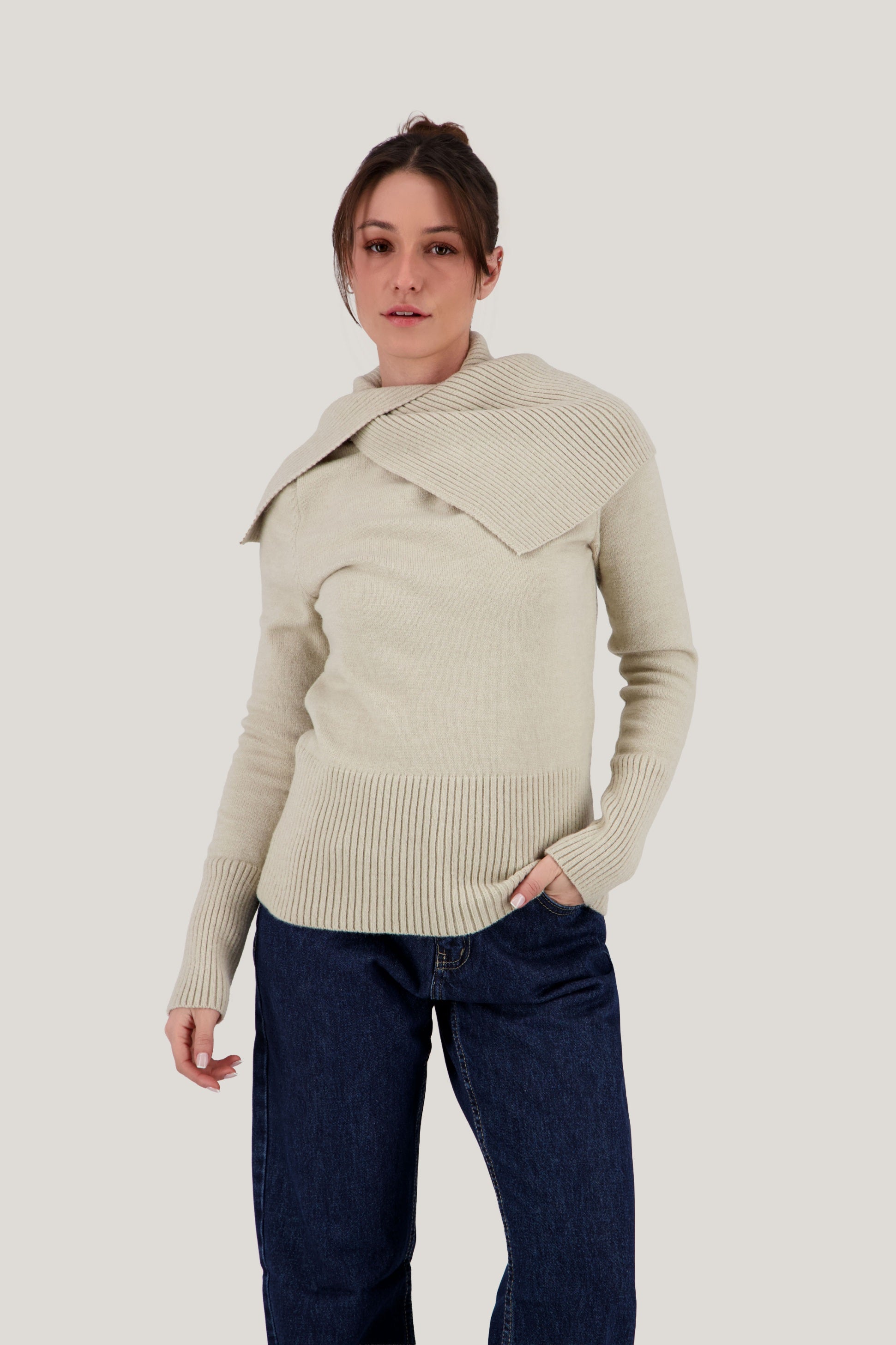 Asymmetric-Neck Pullover