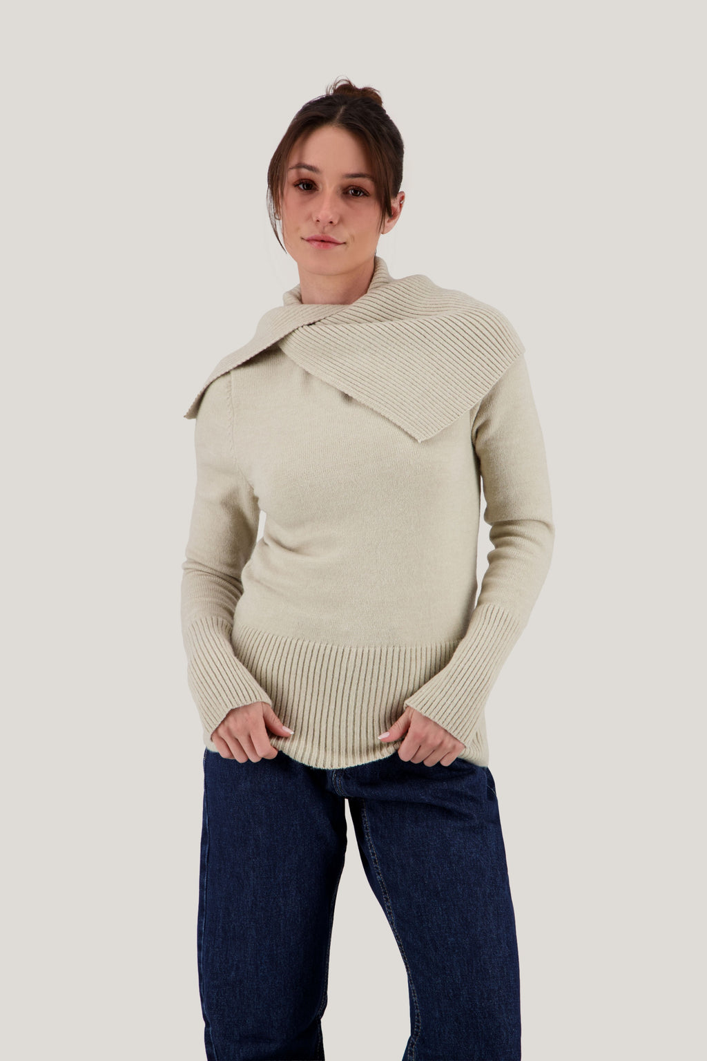 Asymmetric-Neck Pullover