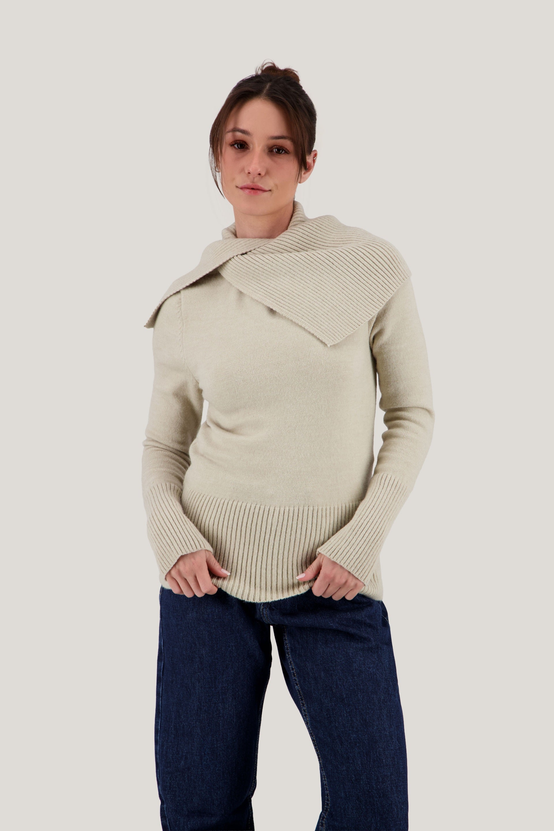 Asymmetric-Neck Pullover