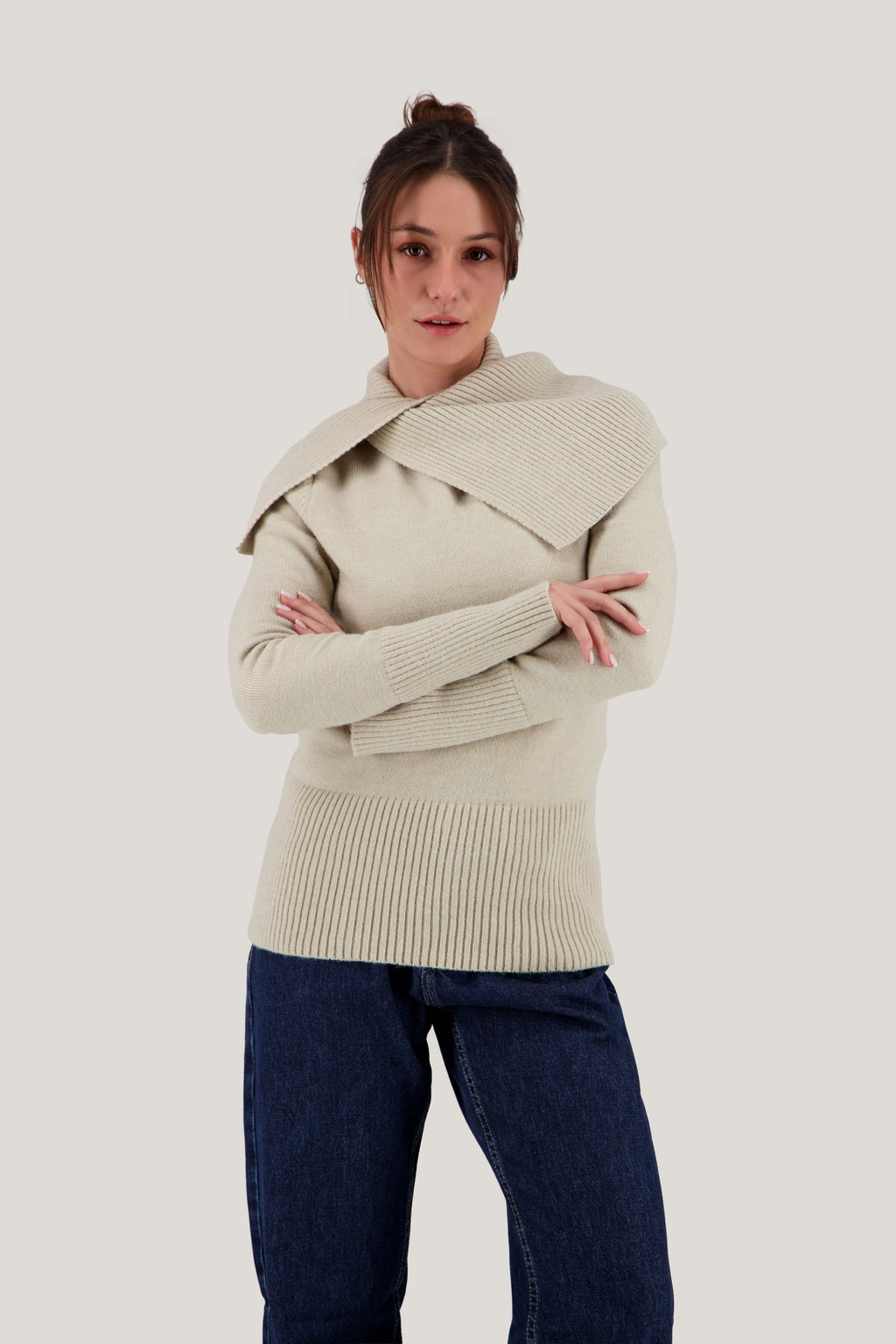 Asymmetric-Neck Pullover