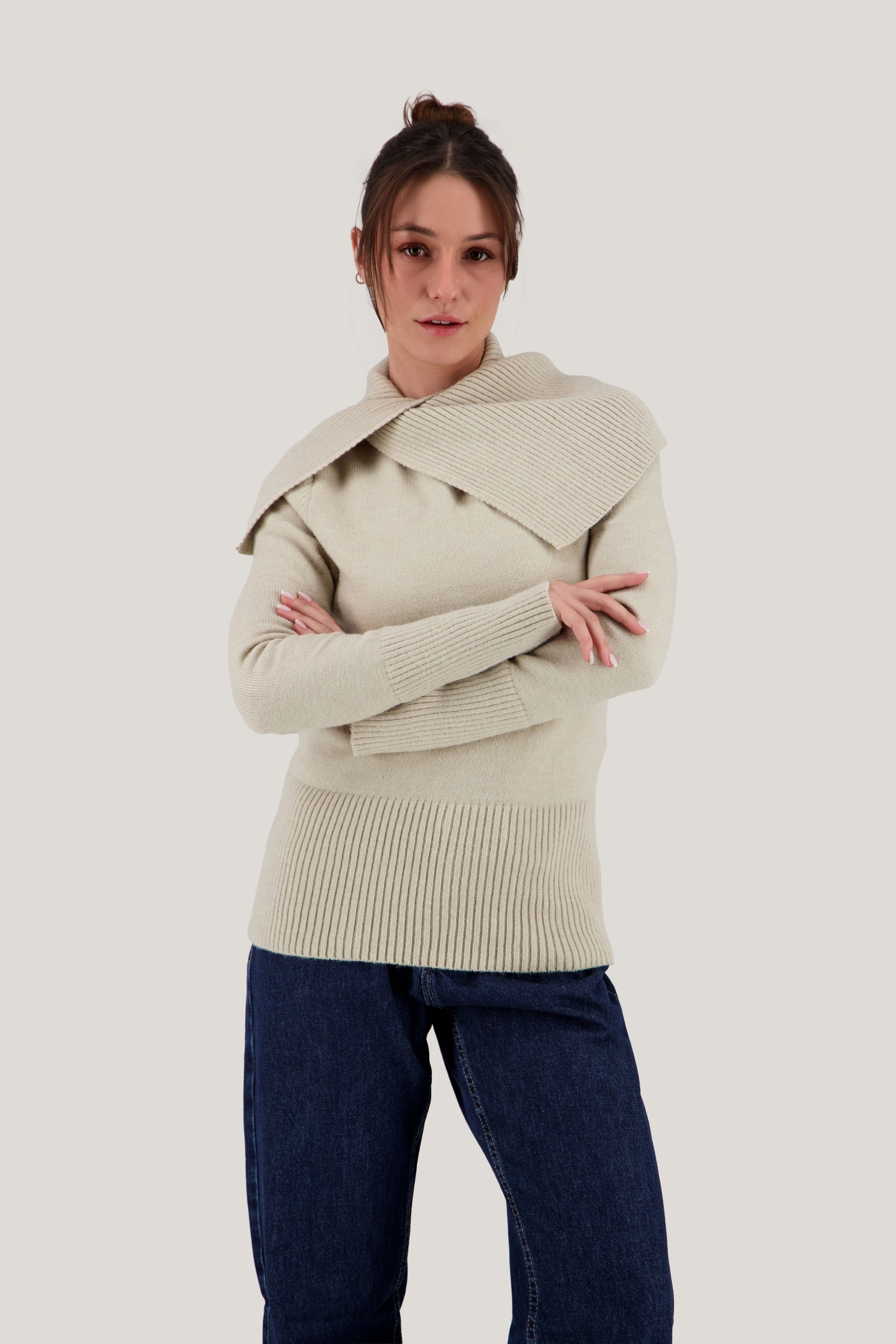 Asymmetric-Neck Pullover