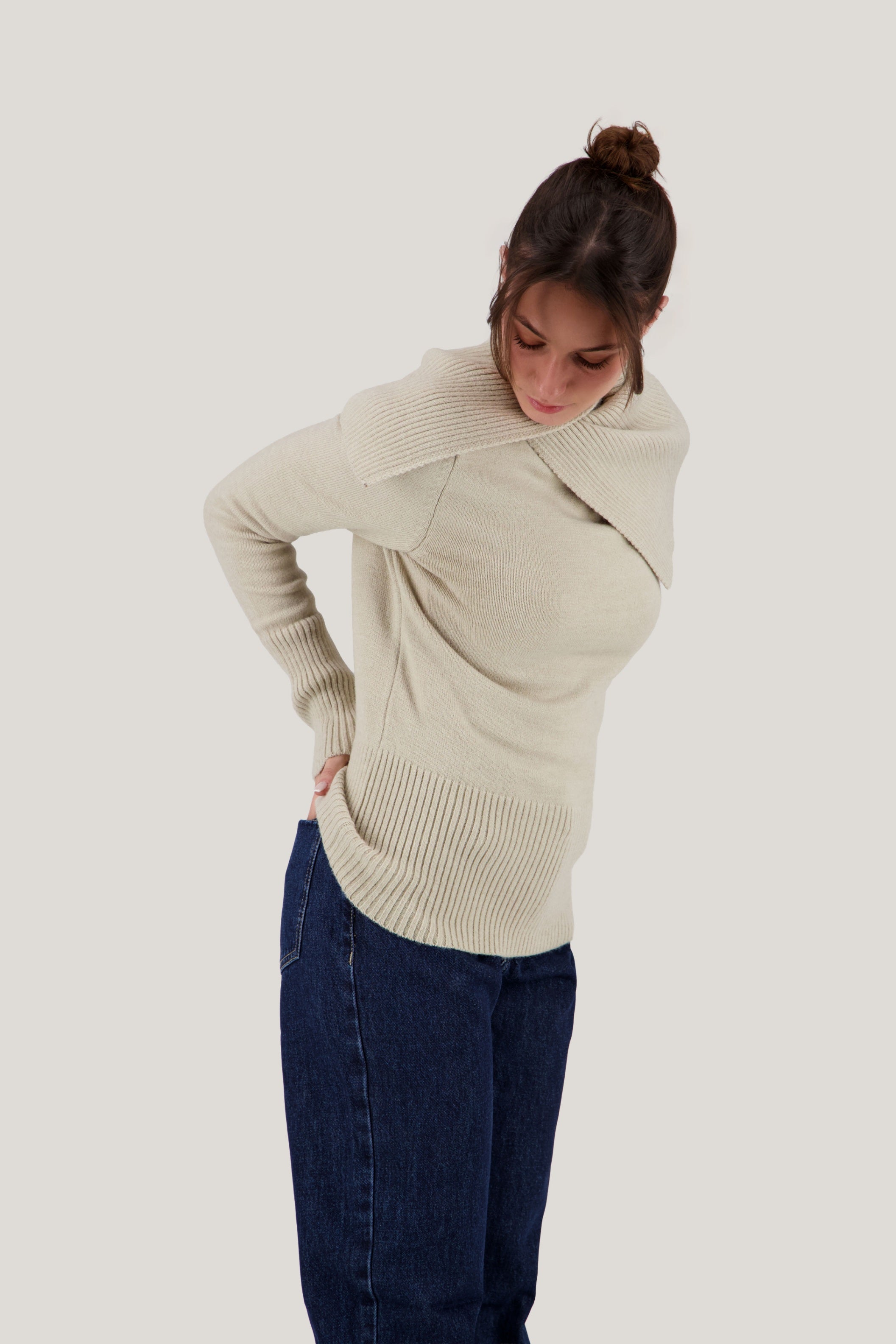 Asymmetric-Neck Pullover